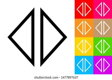 Horizontal Sorting Trangle Arrows. Line Icon With Different Color Background.