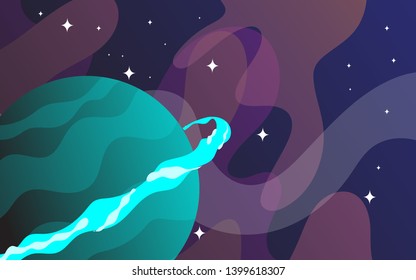 horizontal space background with abstract shape and planets. Web design. space exploring. vector illustration
