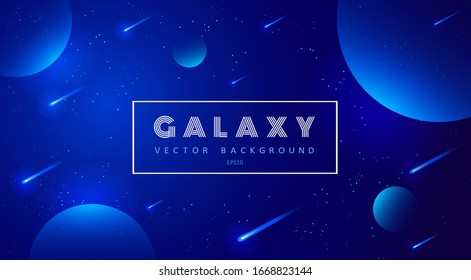Horizontal space background with abstract shape and stars. Web design. Space exploring. Vector illustration of galaxy. Concept of web banner.