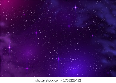 Horizontal space background with abstract shape and stars. Web design. Space exploring. Vector illustration of galaxy. Concept of web banner.