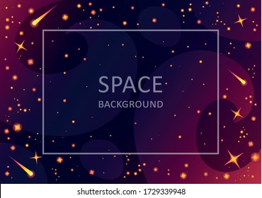Horizontal space background with abstract shape and stars. Web design. Presentation template. Vector illustration