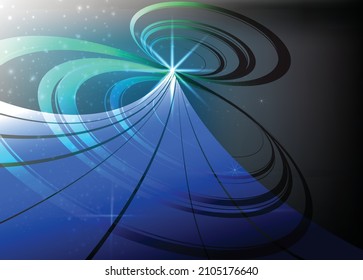 Horizontal space background with abstract shape and planets. Web design. Space exploring. vector illustration. Modern banner. Dark fluid background.