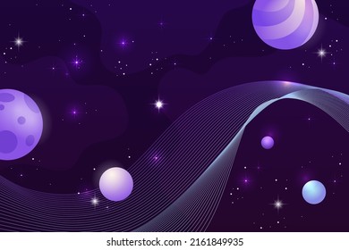 Horizontal space background with abstract shape and planets. Web design. Space exploring. vector illustration. Modern banner. Dark fluid background. EPS 10	
