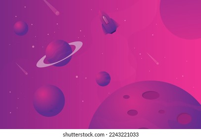 horizontal space background with abstract shape and planets. Web design. space exploring.