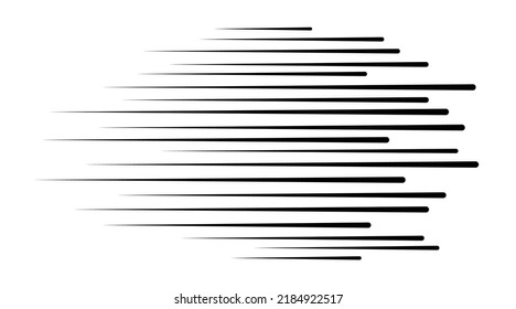 Horizontal speed lines for comic books. Manga, anime graphic speed striped texture. Horizontal fast motion lines for comic books. Vector illustration isolated on white background.