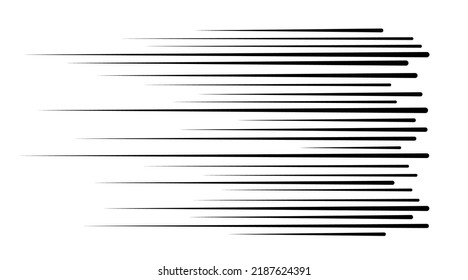 Horizontal speed lines for comic books. Manga, anime graphic speed striped texture. Horizontal fast motion lines for comic books. Vector illustration isolated on white background.