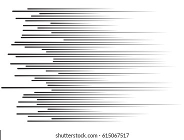 Horizontal speed lines for comic books. Black and white vector background