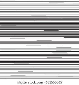 Horizontal speed lines for comic books. Black and white vector background