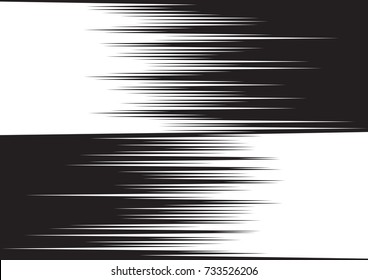 Horizontal speed lines for comic books. Black and white vector background