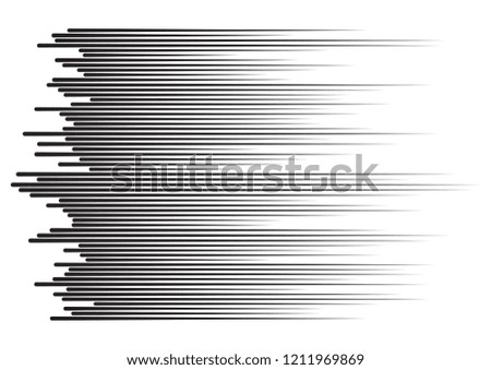 Horizontal speed lines for comic books. Black and white vector background