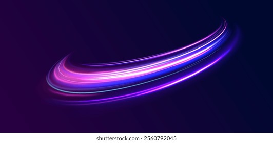 Horizontal speed lines connection vector background. Futuristic dynamic motion technology blue glowing lines air flow effect.  Racing cars dynamic flash effects city road with long exposure. 