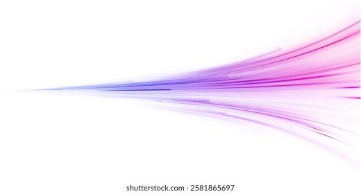 Horizontal speed lines connection vector background. Futuristic dynamic motion technology blue glowing lines air flow effect.  Racing cars dynamic flash effects city road with long exposure. 