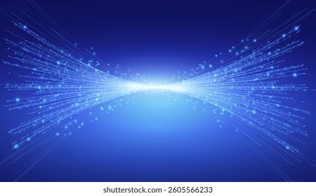 Horizontal speed lines create a connection vector background with futuristic dynamic motion. Blue glowing lines evoke an air flow effect, enhanced by city road scenes and long exposure light trails.
