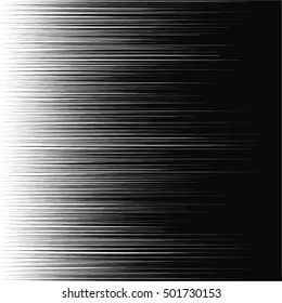 Horizontal speed lines. Monochrome flying particles pattern. Sun rays or star burst. Black vector elements on white background. Manga graphic texture fights