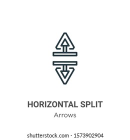 Horizontal split outline vector icon. Thin line black horizontal split icon, flat vector simple element illustration from editable arrows concept isolated on white background
