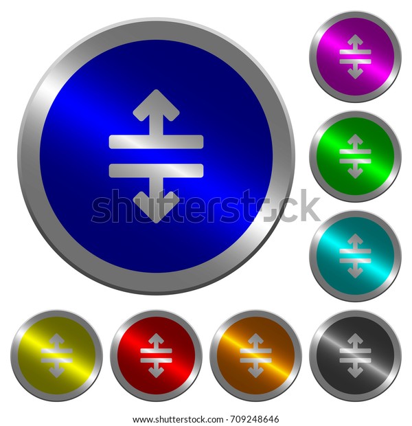 Horizontal split tool icons on round luminous\
coin-like color steel\
buttons