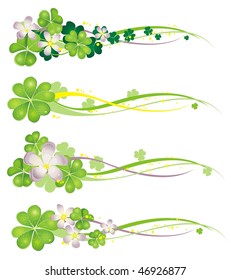 Horizontal Spring Banner with blooming clovers