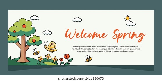 Horizontal spring banner template. Vector design
