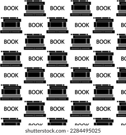 Horizontal stack of black books tied with a bow seamless pattern. Concept of learning. Book fair, reading club, world book day concept. Vector illustration.