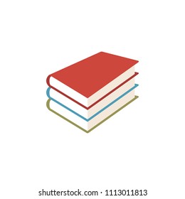 horizontal stack of colored books in isometric.education infographic template design with books pile.Set of book icons in flat design style.vector illustration of isolated layers in the background.
