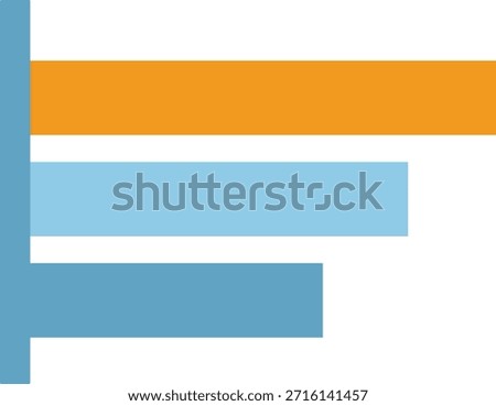 Horizontal stacked bar chart illustration representing data distribution, performance comparison, business analytics, financial reporting, and infographic visualization in flat style.