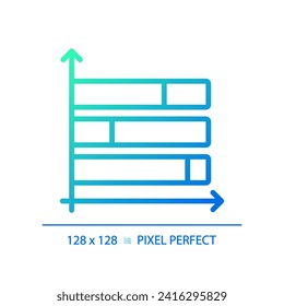 Horizontal stacked column chart gradient linear vector icon. Budget management. Demographic data. Information display. Thin line color symbol. Modern style pictogram. Vector isolated outline drawing