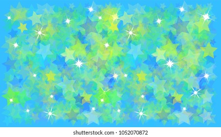 Horizontal Star blurred Blue background