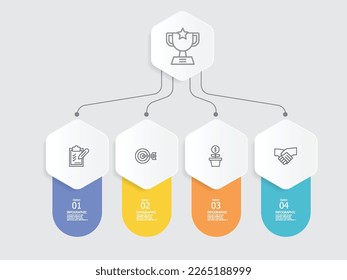 horizontal steps timeline infographic element report background with business icon 4 steps vector illustration