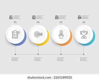 horizontal steps timeline infographic element report background with business icon 4 steps vector illustration