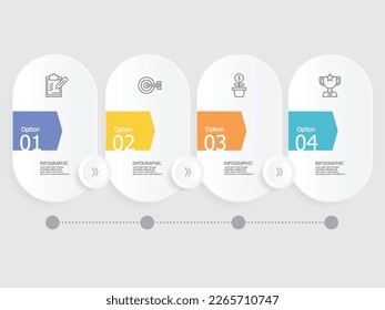 pasos horizontales línea de tiempo elemento infográfico informe de fondo con icono empresarial 4 pasos ilustración vectorial