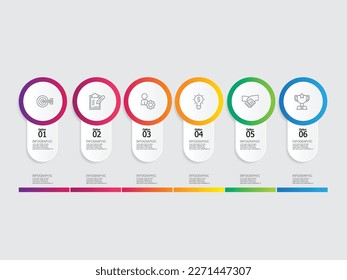 Horizontale Schritte, Zeitstrahl-Infografik-Element-Bericht Hintergrund mit Geschäftssymbol 6 Schritte Vektorgrafik