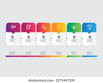 pasos horizontales línea de tiempo elemento infográfico informe de fondo con icono empresarial 6 pasos ilustración vectorial