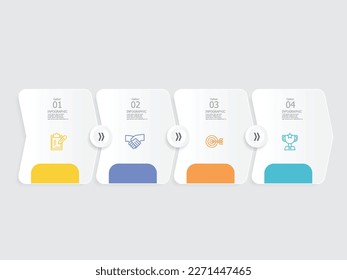 horizontal steps timeline infographic element report background with business icon 4 steps vector illustration