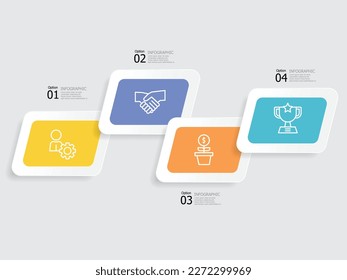 horizontal steps timeline infographic element report background with business icon 4 steps vector illustration