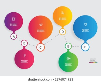 pasos horizontales línea de tiempo elemento infográfico informe de fondo con icono de línea de negocio 6 pasos ilustración vectorial