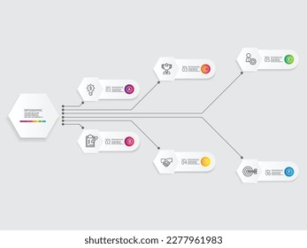 horizontal steps timeline infographic element report background with business line icon 6 steps vector illustration