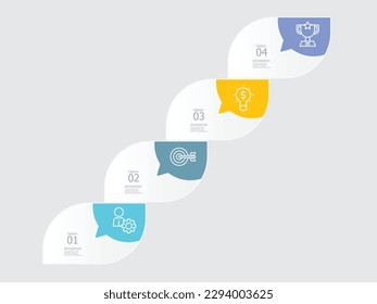 horizontale Schritte Zeitstrahl-Infografik-Element-Bericht Hintergrund mit Business-Linie Symbol 4 Schritte für jede unternehmensbezogene Präsentation oder Publikation Vektorgrafik