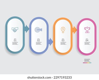 horizontal steps timeline infographic element report background with business line icon 4 steps for any business-related presentation or publication vector illustration