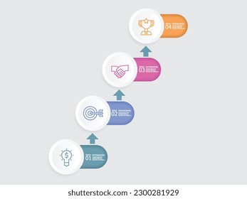 horizontal steps timeline infographic element report background with business line icon 4 steps for any business-related presentation or publication vector illustration