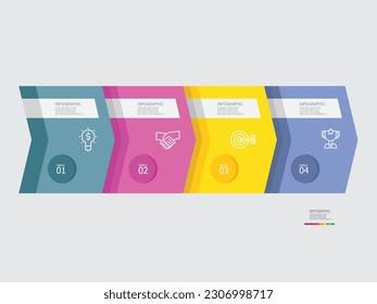 horizontal steps timeline infographic element report background with business line icon 4 steps for any business related presentation or publication vector illustration