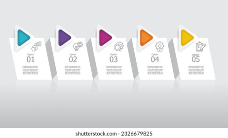 pasos horizontales línea de tiempo elemento infográfico informe de fondo con icono de línea de negocio 5 pasos para cualquier presentación relacionada con el negocio o ilustración vectorial de publicación