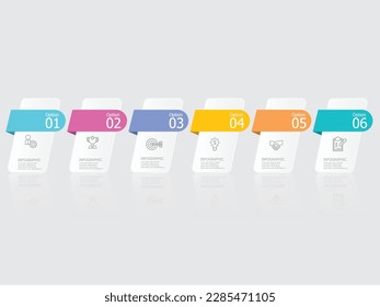 horizontal steps timeline infographic presentation element report background with business line icon 6 steps vector illustration