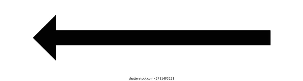  Seta reta horizontal. Ícone de vetor de seta longa fina. Seta de linha esquerda isolada em fundo branco.