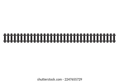 Horizontal straight Traintrack, railroad, railway contour, Tramway, metro, subway path silhouette. Vector illustration cartoon flat icon.