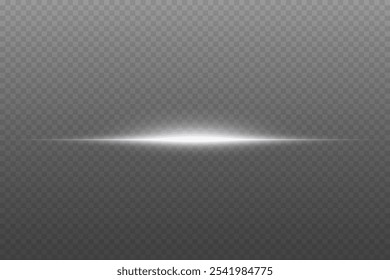 Horizontal strip lighting, line light, light flash effect. On a transparent background.