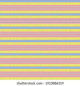 horizontal stripe with dots. easter coordinate seamless pattern.