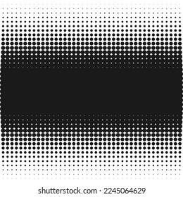 Horizontal stripe halftone dot texture pattern. An arrangement of black circular shapes. Isolated on a white background.