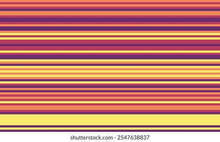 Horizontal stripe pattern with vibrant colours. Ideal for textile prints, wallpapers, and retro-inspired designs. A seamless vector graphic with modern line decoration