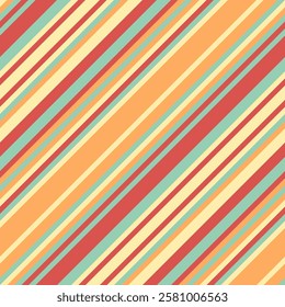 Horizontal stripe pattern with vibrant colours. Ideal for textile prints, wallpapers, and retro-inspired designs. A seamless vector graphic with modern line decoration