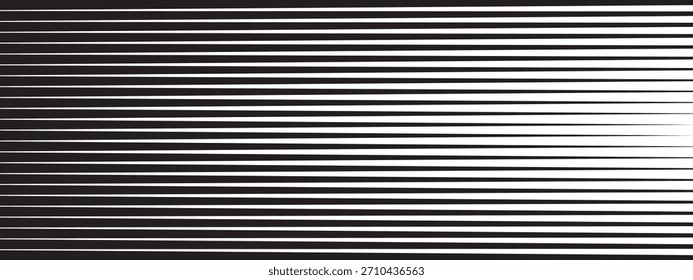 Horizontal stripe transition line texture. Black stripes with halftone gradient effect. Vibrant monochrome pattern.